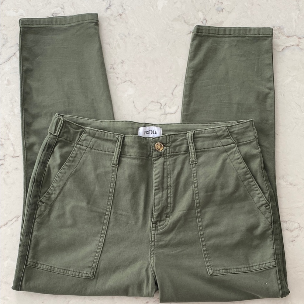 Pistola High Rise Olive Green Cropped Pants
